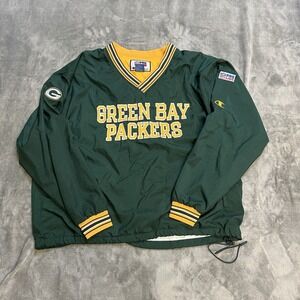 VTG CHAMPION Pro Line Green Bay Packers Pullover Windbreaker Jacket XXL STAINS